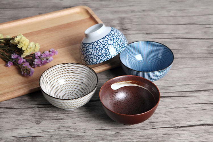 Japanese Inspired Single Porcelain Bowls or (4-Set)