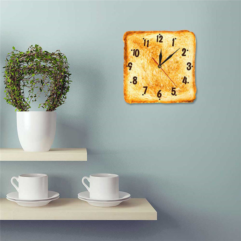 Kitchen Dining Home Decor Realistic Baked Bread Modern Wall Clock