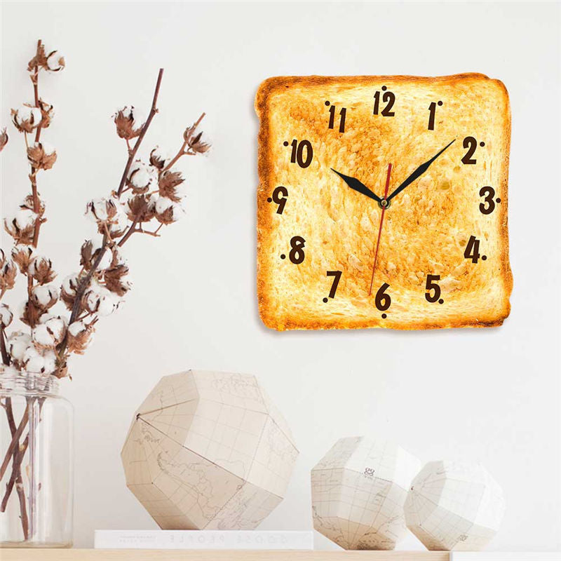 Kitchen Dining Home Decor Realistic Baked Bread Modern Wall Clock