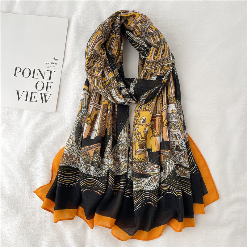 Women Scarf Autumn and Winter Travel Decoration Thin Cotton Linen Long Shawl