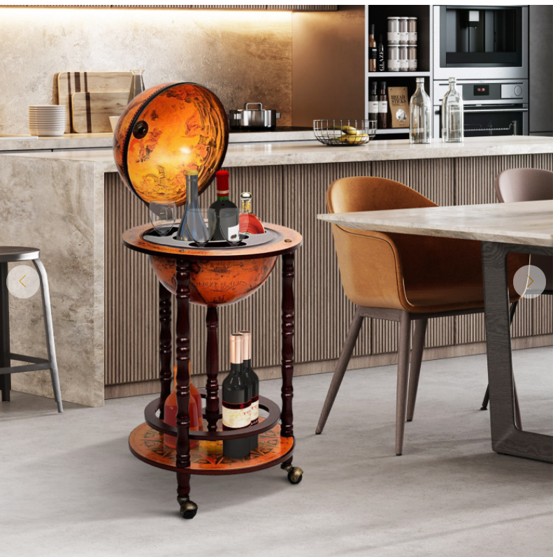 16th Century Wood Globe Wine Bar Stand