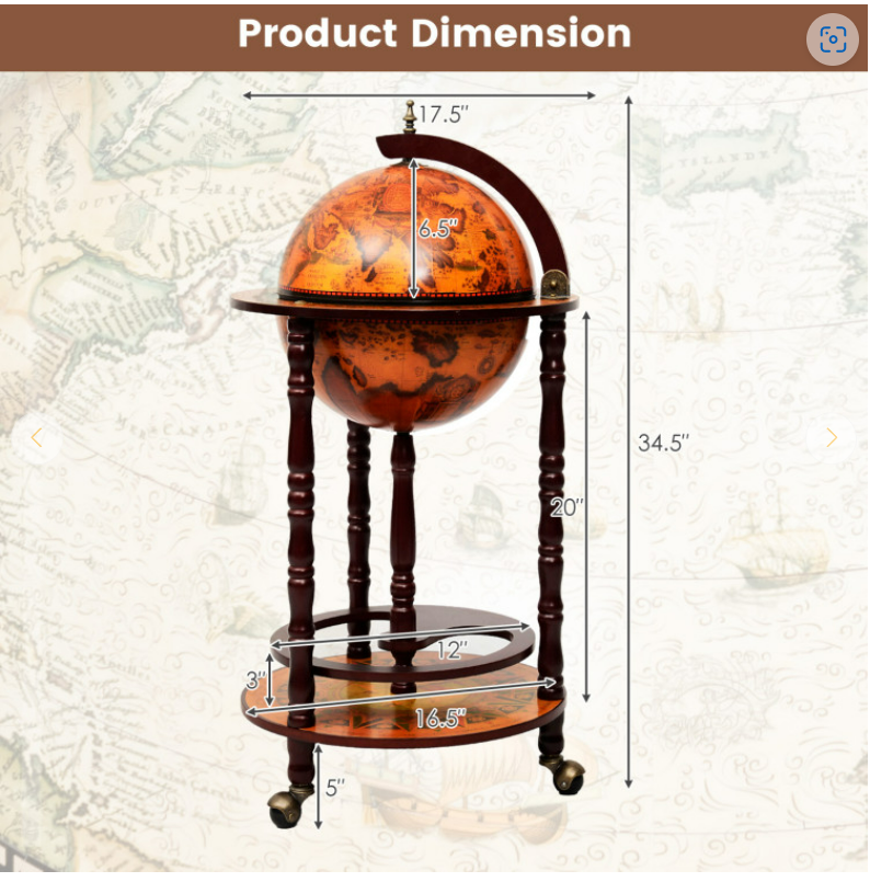 16th Century Wood Globe Wine Bar Stand