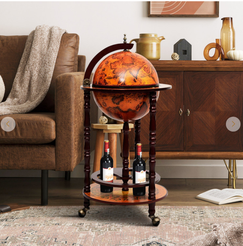 16th Century Wood Globe Wine Bar Stand