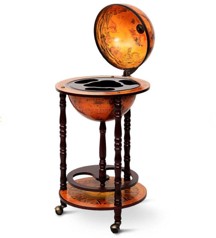 16th Century Wood Globe Wine Bar Stand