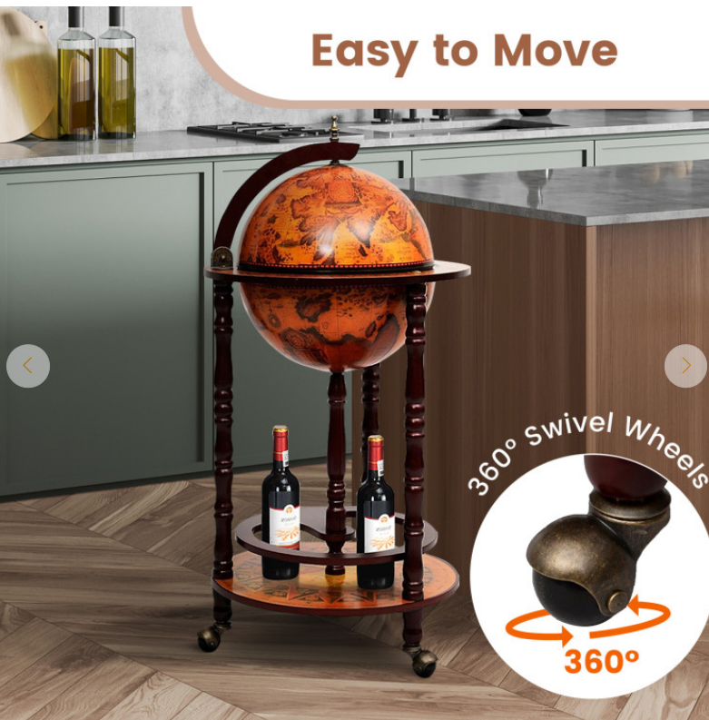 16th Century Wood Globe Wine Bar Stand
