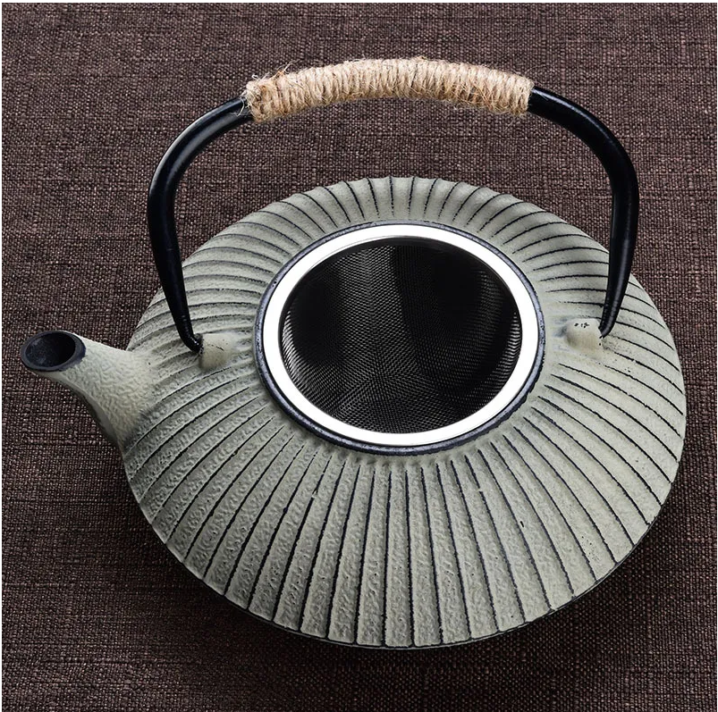 Umbrella Teapot Cast Iron Tea Kettle with Stainless-Steel Strainer
