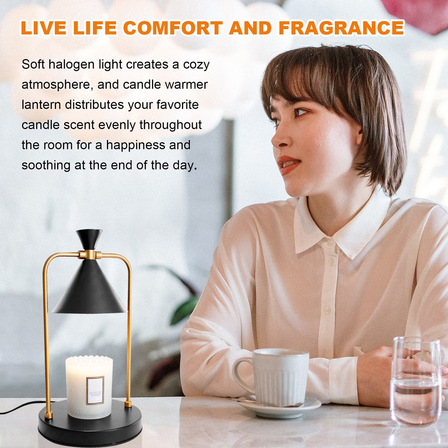 Candle Warmer Lamp with Timer, Dimmable Candle Lamp Warmer Electric Compatible with Small and Large Scented Candles Gift Black