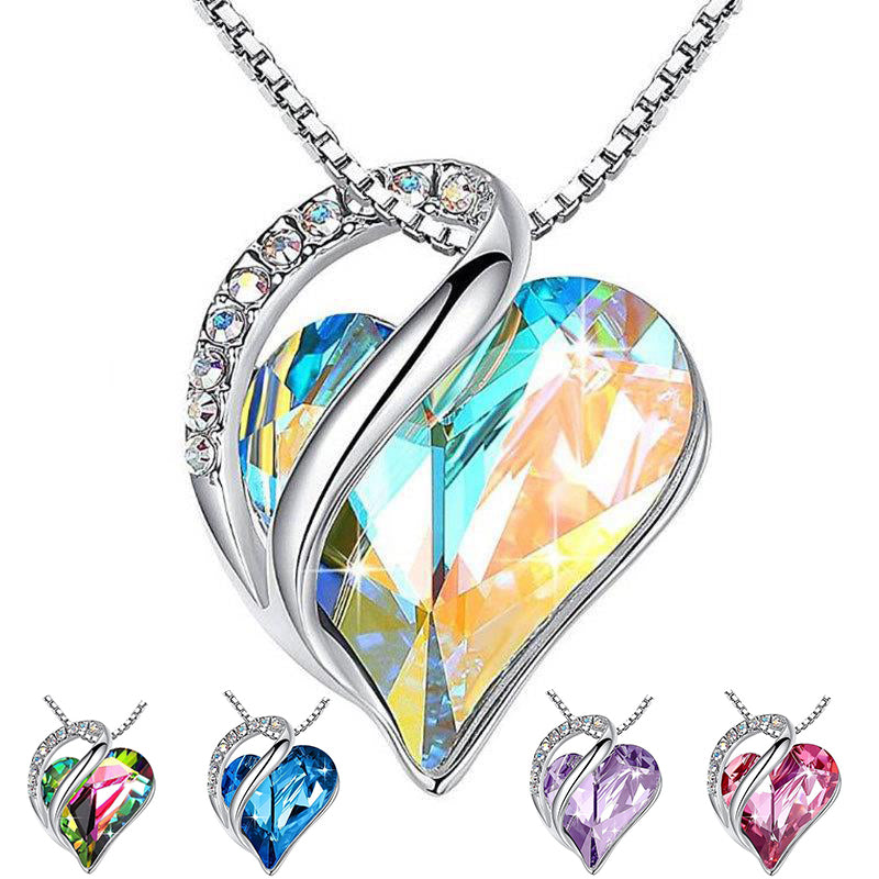 925 Sterling Sliver Heart Shaped Geometric Necklace Women's Jewelry Women's Clavicle Chain Gift
