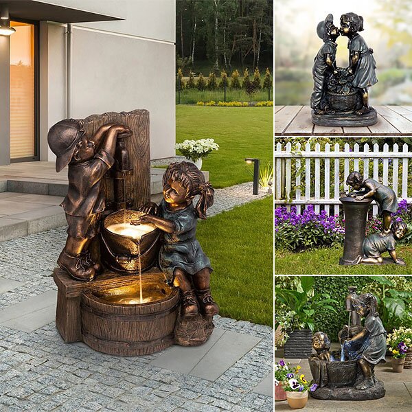 Boy & Girl Garden Statue Patio Lawn Decor