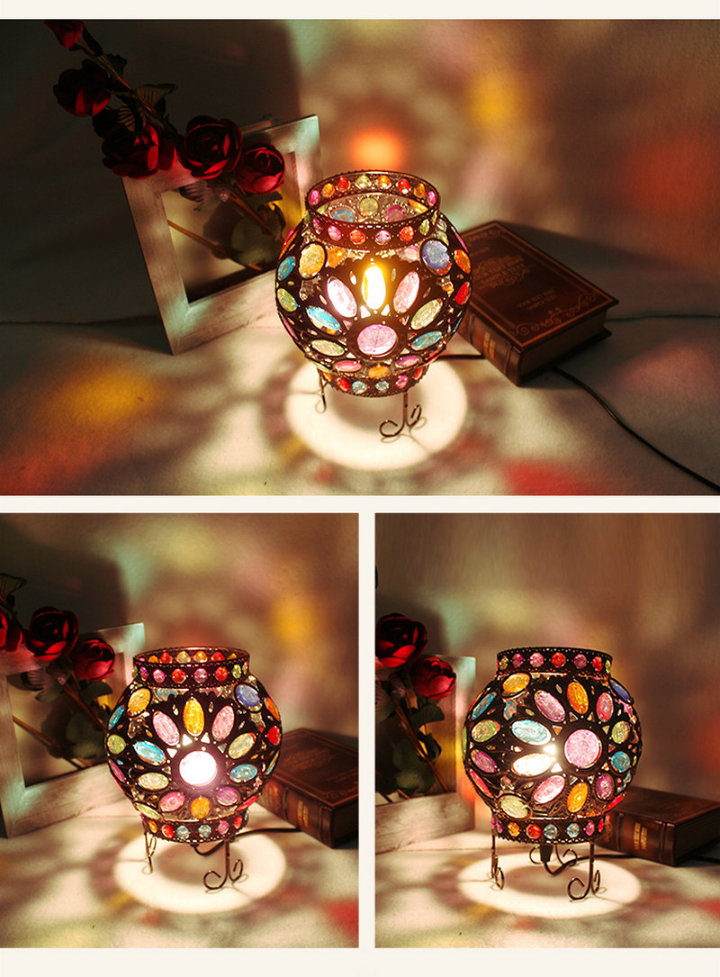 Iron Bedside Mosaic Lamp Home Decor Night Light