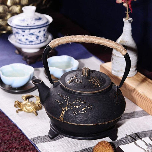 Japanese Cast iron Peony Teapot with Infuser