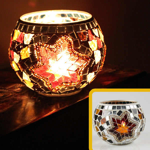 Mosaic Glass Candle Holder Tealight Votive Candle Home Decor