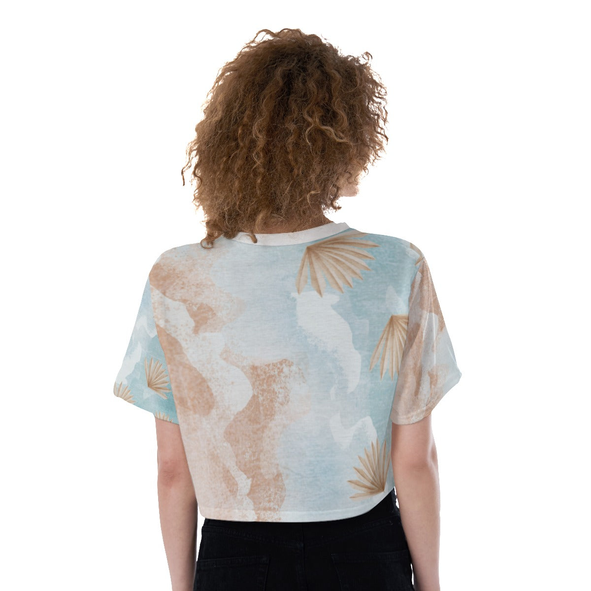 Freestyle Women's Short Sleeve Beach Bohemian SeaShell Polyester Crop Tee