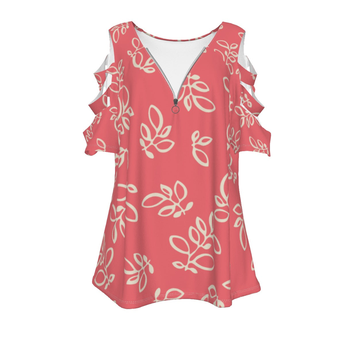 Women's Pink Casual Top with Petal Short Sleeve