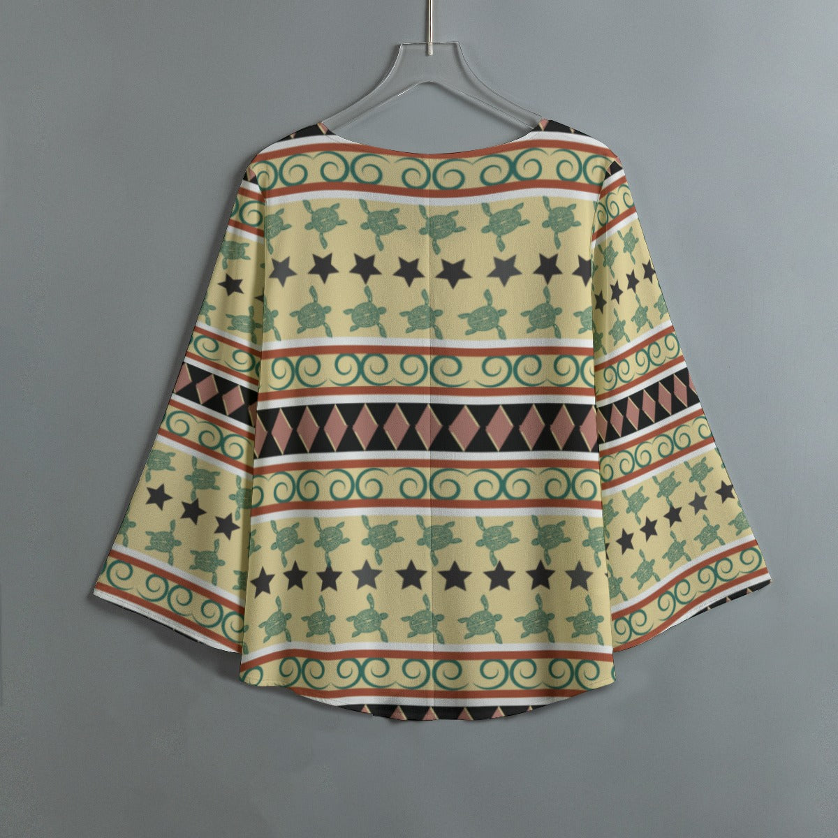 Aboriginal Print Women's V-Neck Irregular Hemmed Casual Niiji Top