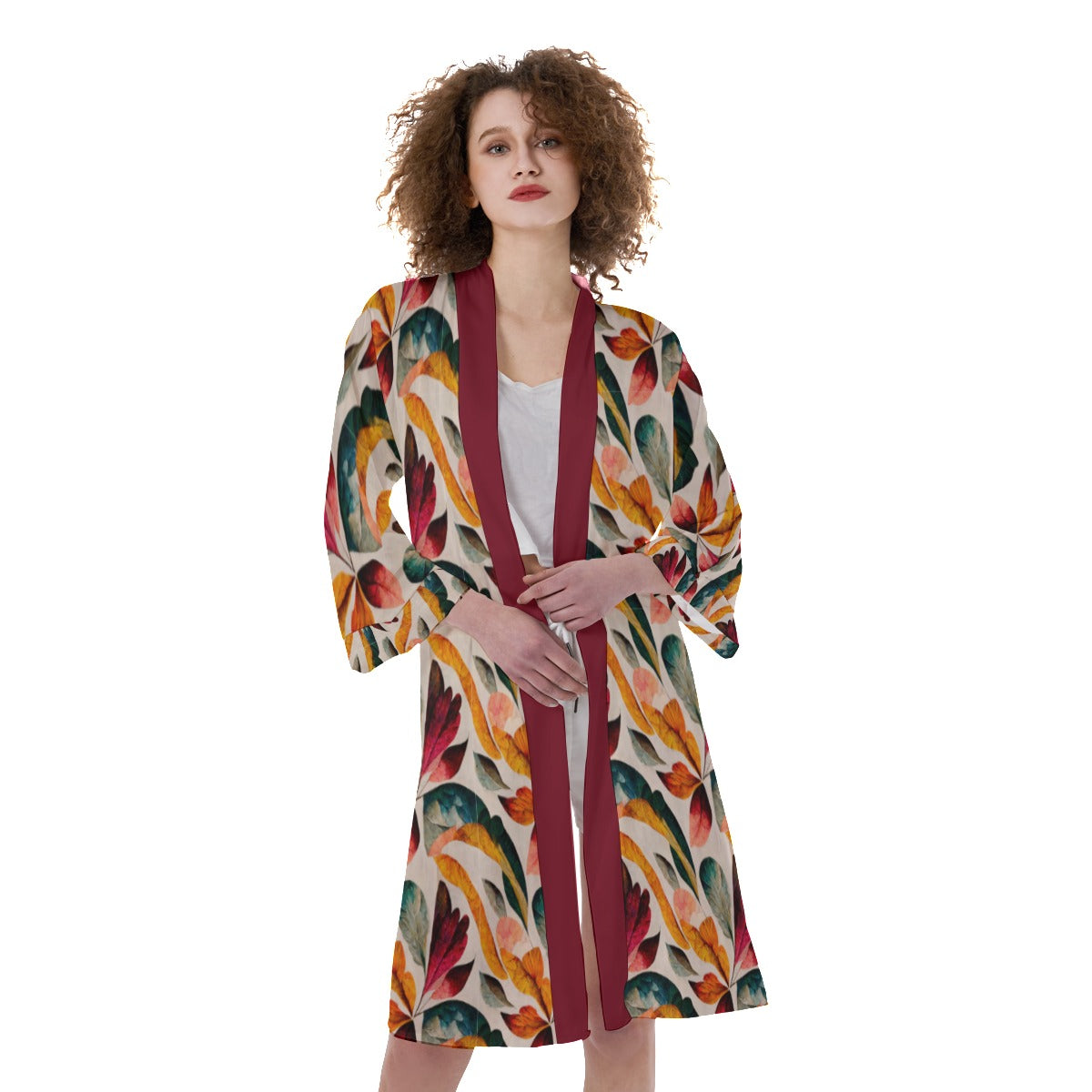 Women's Floral Print Kimono Style Robe
