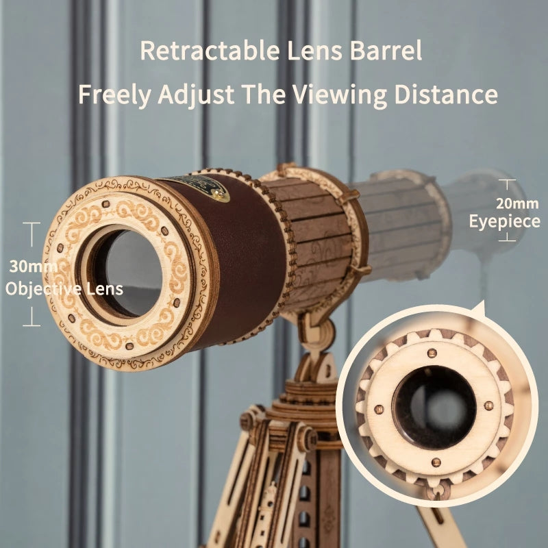 Robotime ROKR Monocular Telescope 3D Wooden Puzzle Game Assembly Toys for Children Teens Adult Birthday Christmas Gift
