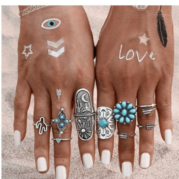 Boho Stylish Vintage Ring Sets Women Casual Jewelry