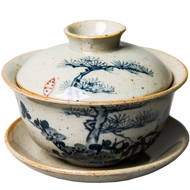 Sancai Cover Bowl Vintage Hand-painted Blue And White Tea