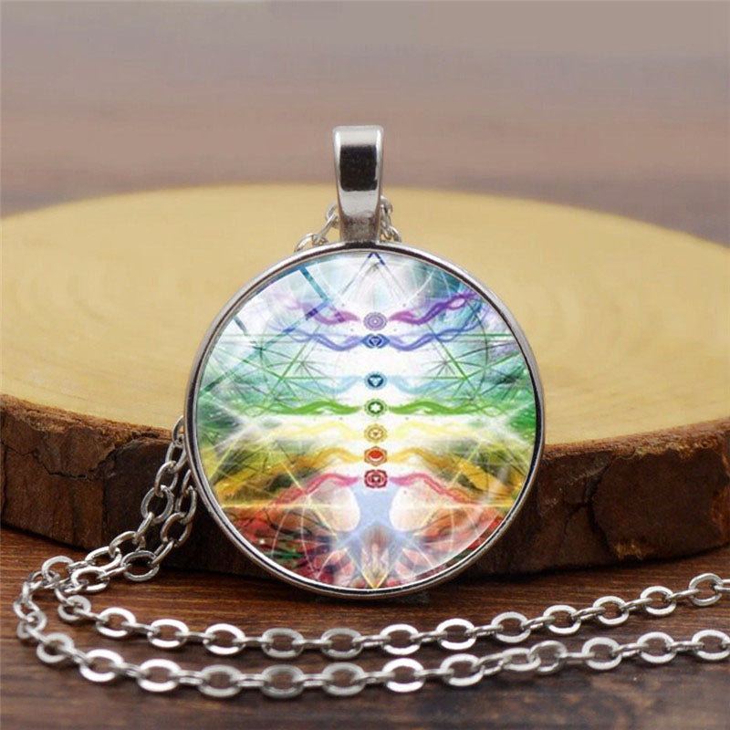 Yoga Meditation Chakra Time Gemstone Necklace Clavicle Chain Pendant Jewelry
