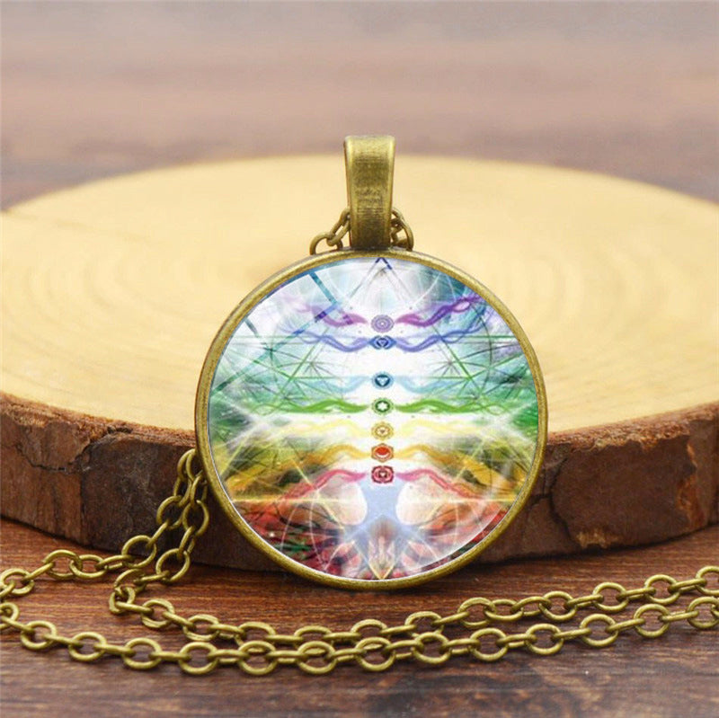 Yoga Meditation Chakra Time Gemstone Necklace Clavicle Chain Pendant Jewelry
