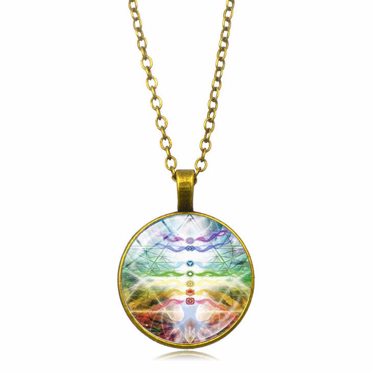 Yoga Meditation Chakra Time Gemstone Necklace Clavicle Chain Pendant Jewelry