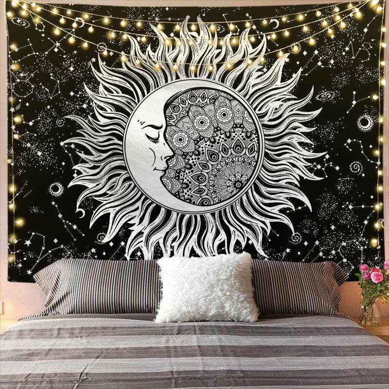 Mandala Tapestry for Home Decor White Black Sun and Moon Tapestry Wall Hanging Bedroom Wall Covering