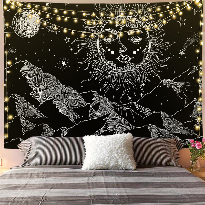 Mandala Tapestry for Home Decor White Black Sun and Moon Tapestry Wall Hanging Bedroom Wall Covering