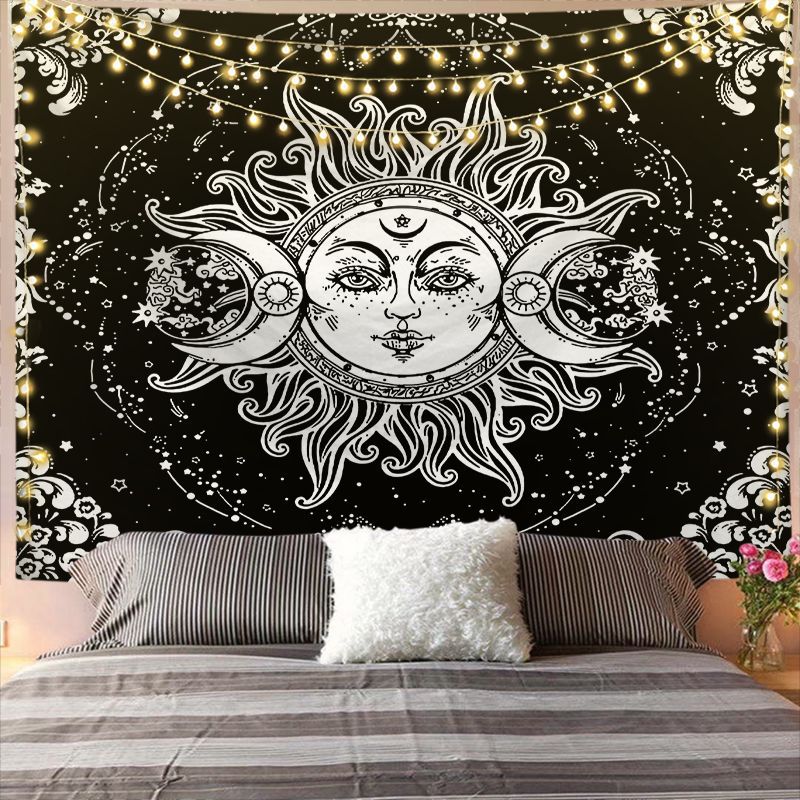 Mandala Tapestry for Home Decor White Black Sun and Moon Tapestry Wall Hanging Bedroom Wall Covering