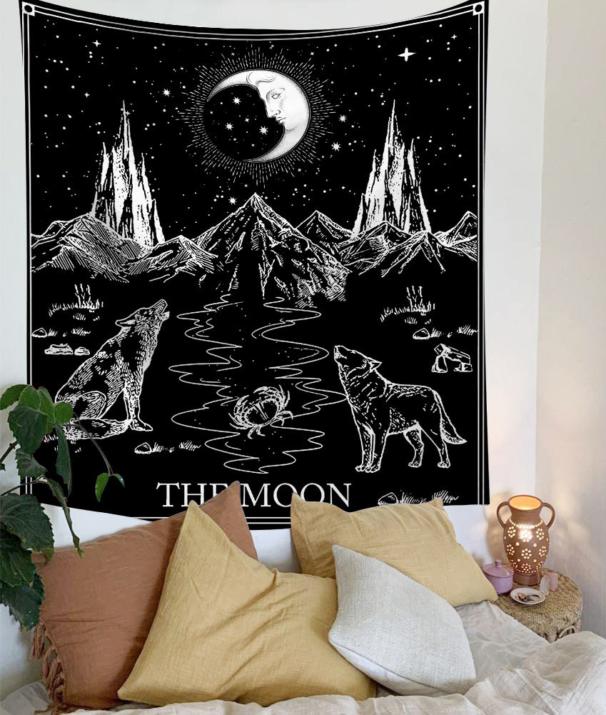 Mandala Tapestry for Home Decor White Black Sun and Moon Tapestry Wall Hanging Bedroom Wall Covering