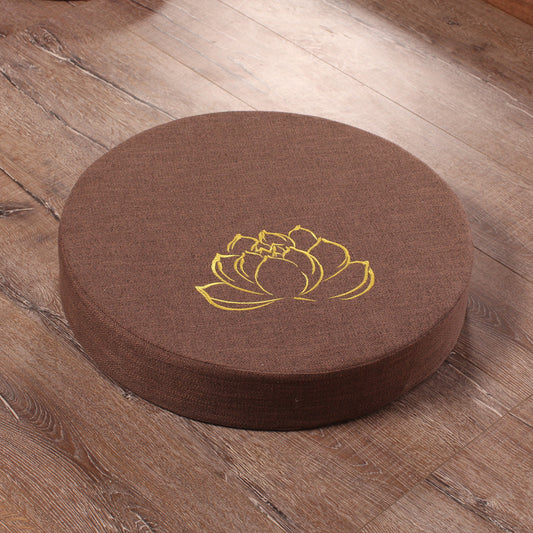 Embroidered Linen Lotus Meditation Yoga Mat Futon Cushion