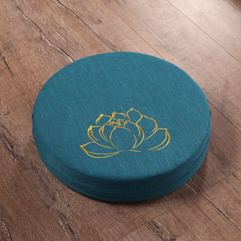 Embroidered Linen Lotus Meditation Yoga Mat Futon Cushion