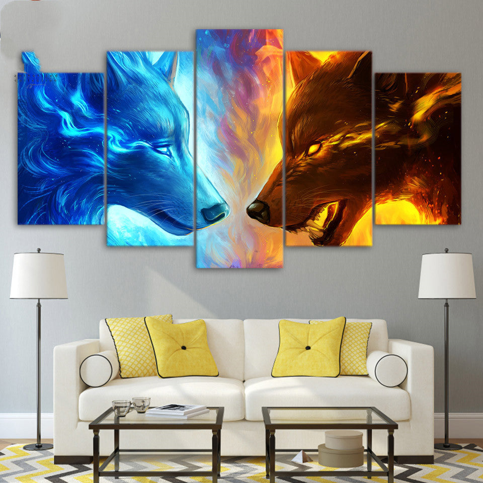 JoJoe's Art Paint Wall Home Decor Abstract Wolverines Ice Fire