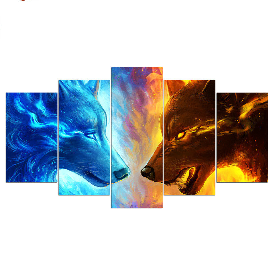 JoJoe's Art Paint Wall Home Decor Abstract Wolverines Ice Fire