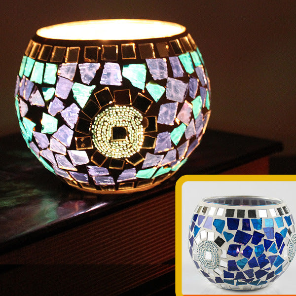 Mosaic Glass Candle Holder Tealight Votive Candle Home Decor