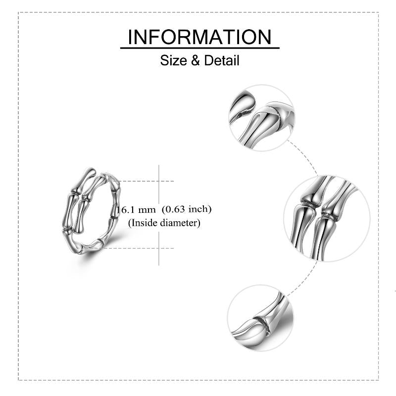 Bamboo Adjustable Ring Sterting Silver Open Ring Bamboo Rose Knot Adjustable Band Christmas Jewelry Gifts for Women Men