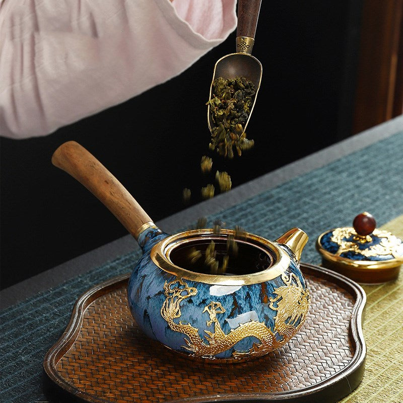 Gold Ceramic Kung Fu Tea Kettle Pot