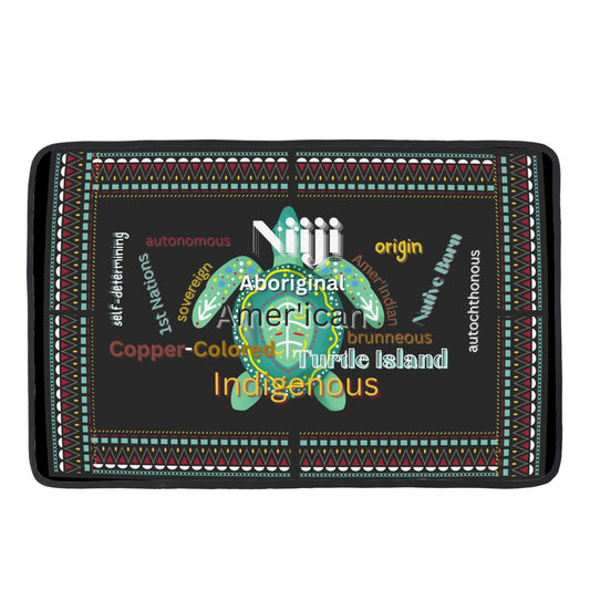 Aboriginal American Niiji AmerIndian Indigenous Area Rug with Black Binding 27"x18"