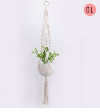 4 Pack - Cotton Macrame Plant Hangers & Shelf