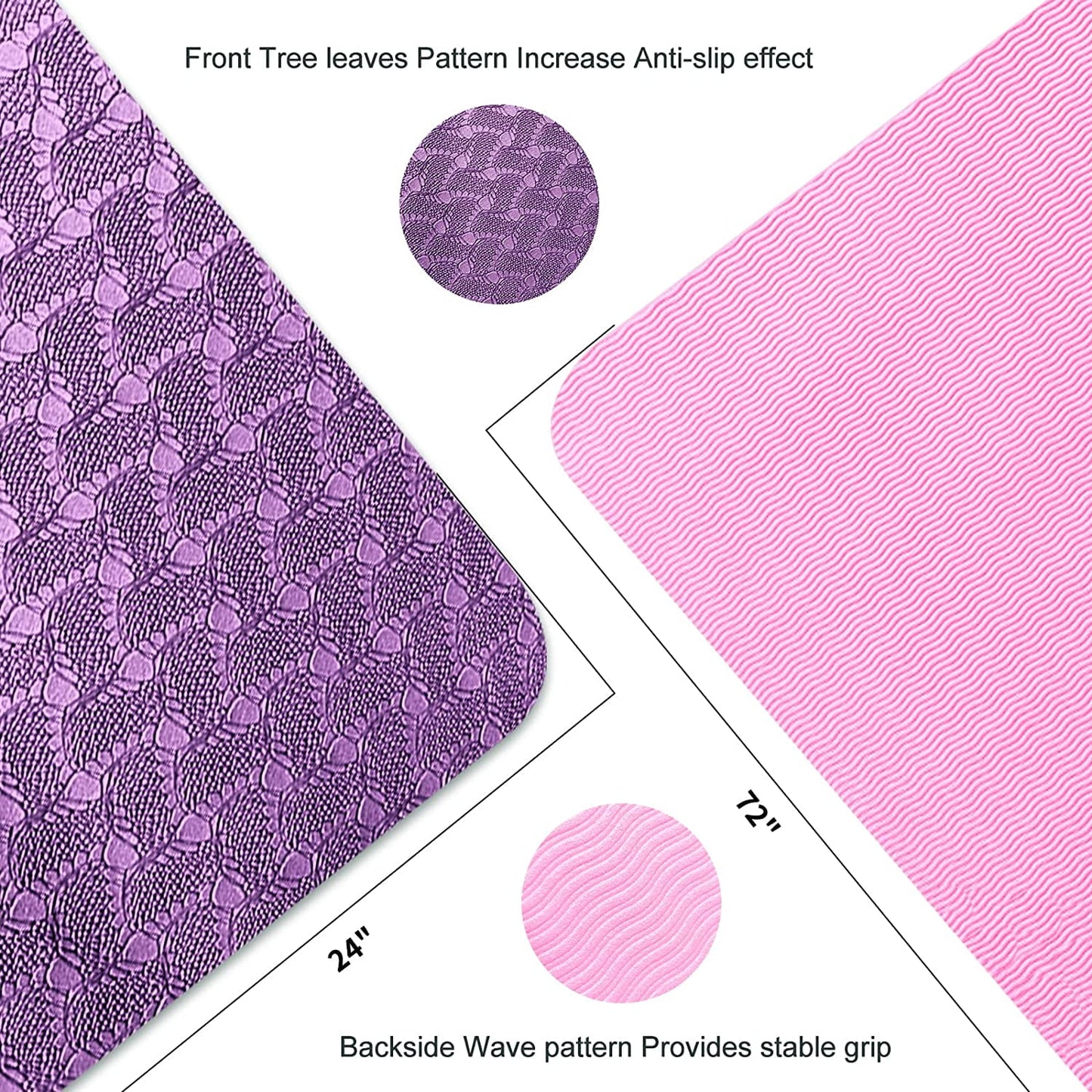 QMKGEC Yoga Mat 1/3 inch Exercise Mats 8mm TPE Non Slip Extra Thick