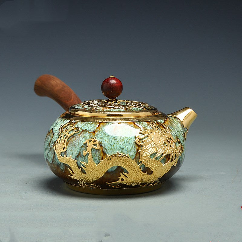 Gold Ceramic Kung Fu Tea Kettle Pot