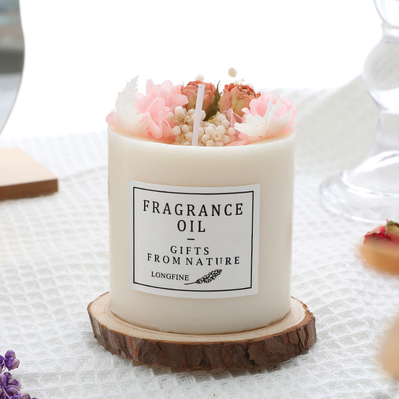 Dried Flowers Decorated Scented Romantic Candles for Home Office