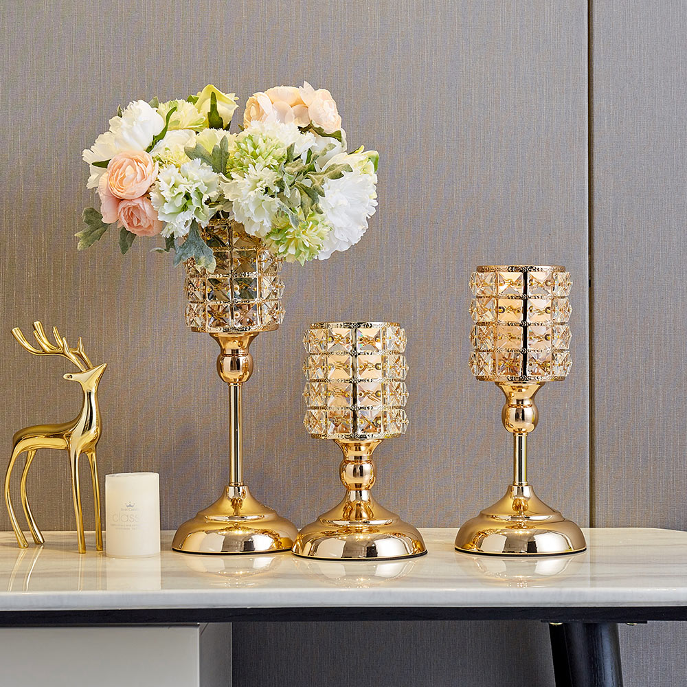 Candlelight Dinner Golden Candle Holder Table Event Decoration