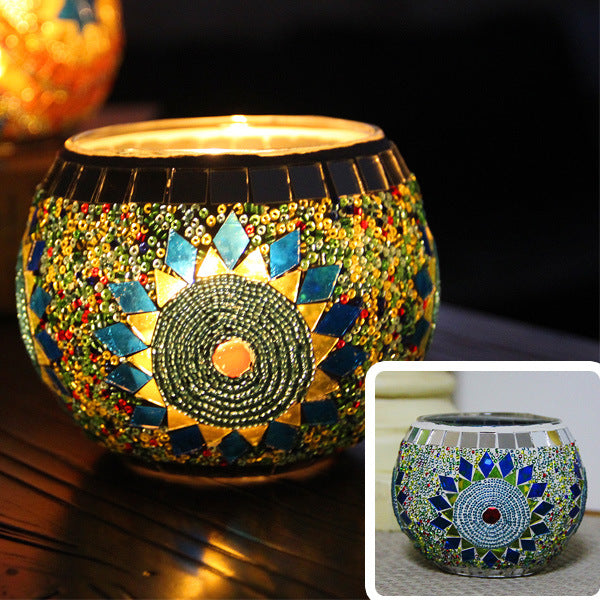 Mosaic Glass Candle Holder Tealight Votive Candle Home Decor