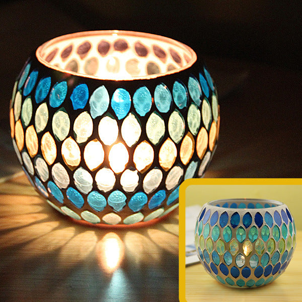 Mosaic Glass Candle Holder Tealight Votive Candle Home Decor