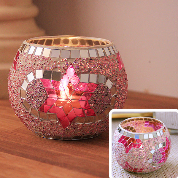 Mosaic Glass Candle Holder Tealight Votive Candle Home Decor