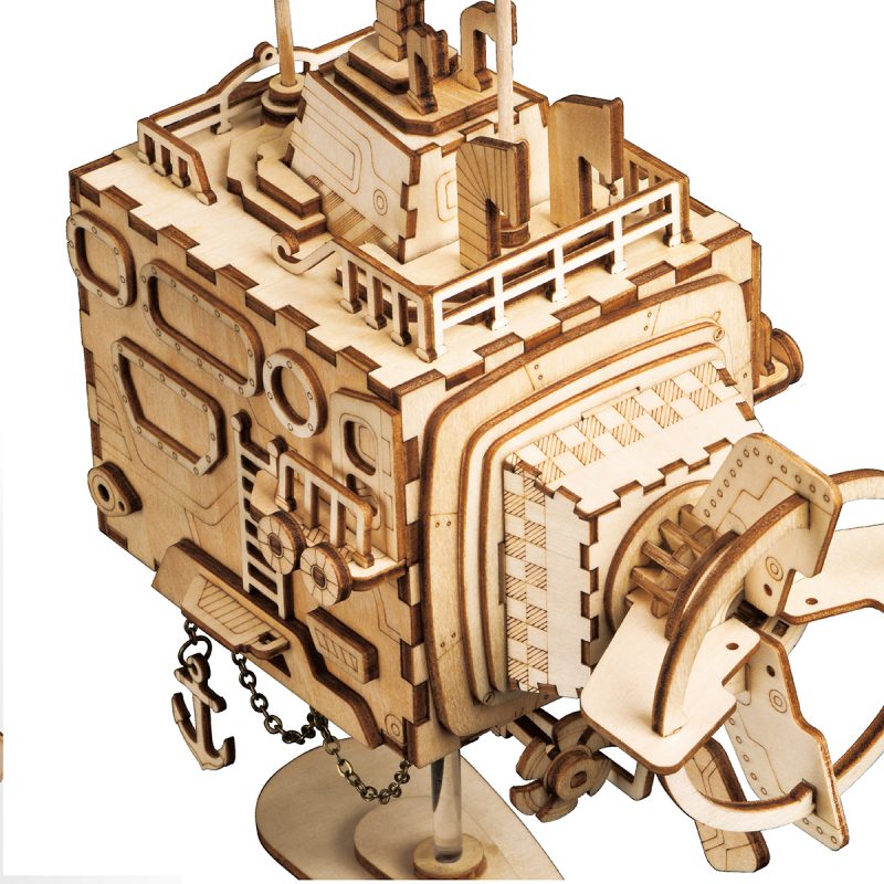 Robotime ROKR Robot Steampunk Music Box 3D Wooden Puzzle Assembled Model Building Kit Toys For Children Birthday Gift