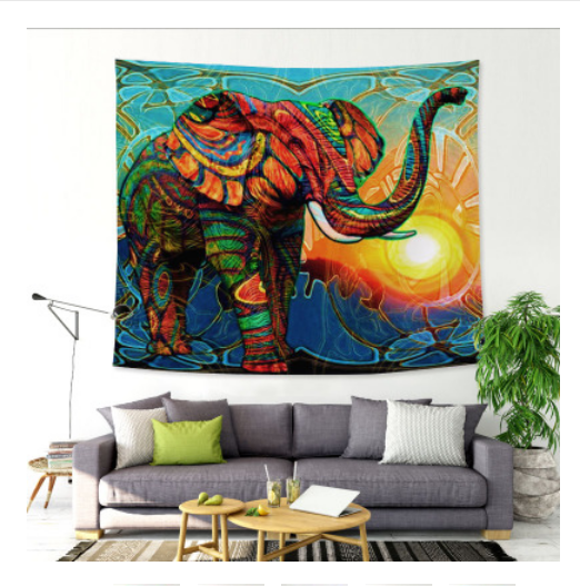Exotic Sunshine Elephant Tapestry Home Art Decoration