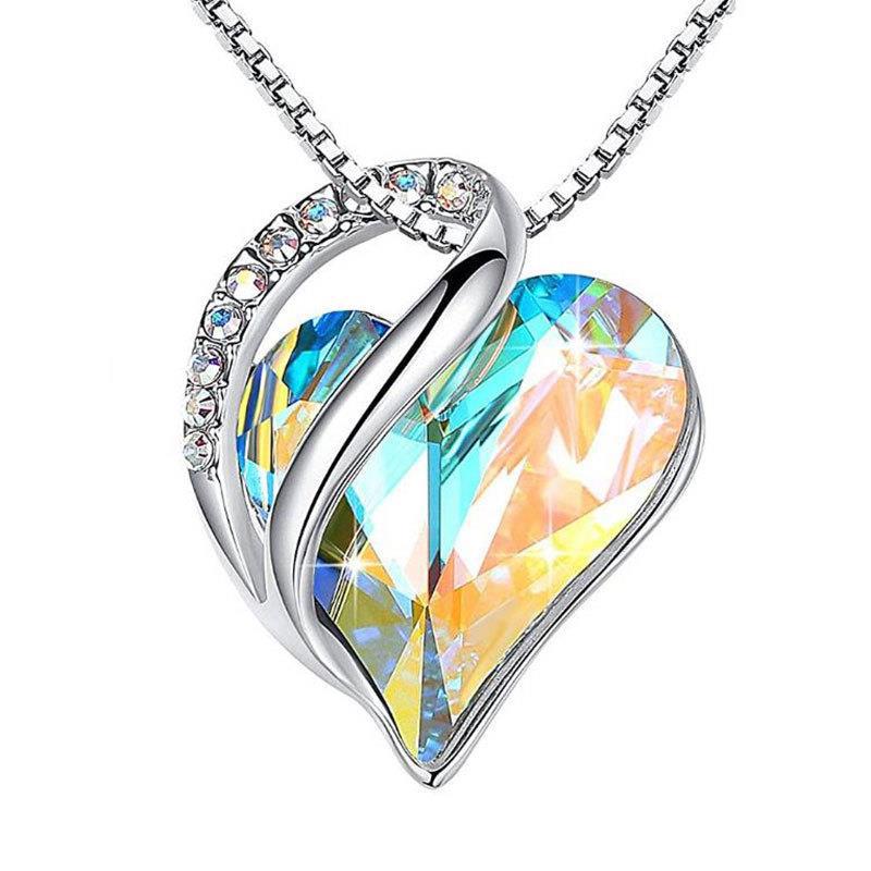 925 Sterling Sliver Heart Shaped Geometric Necklace Women's Jewelry Women's Clavicle Chain Gift