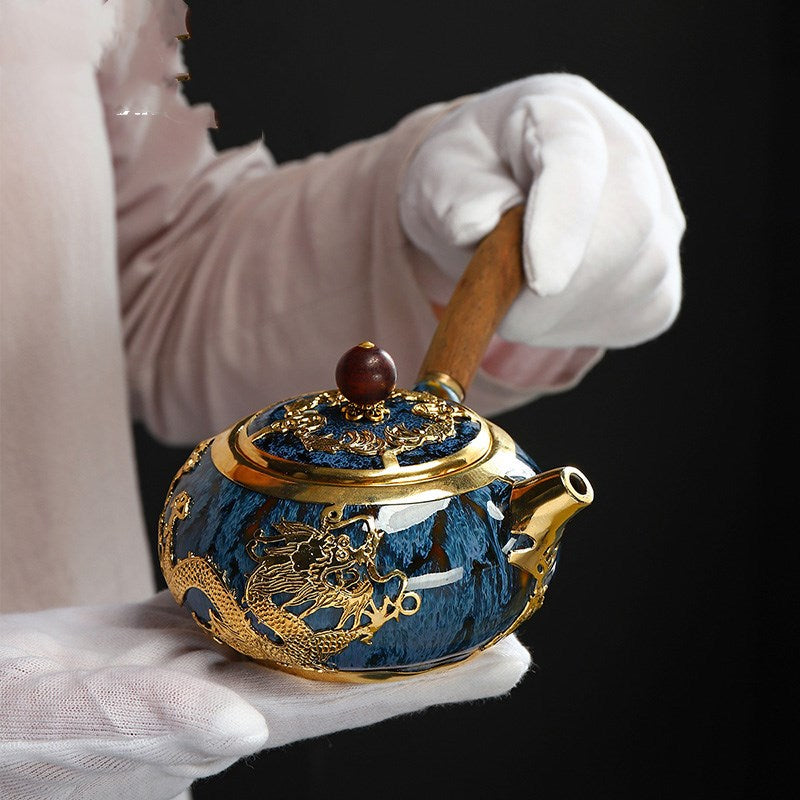 Gold Ceramic Kung Fu Tea Kettle Pot